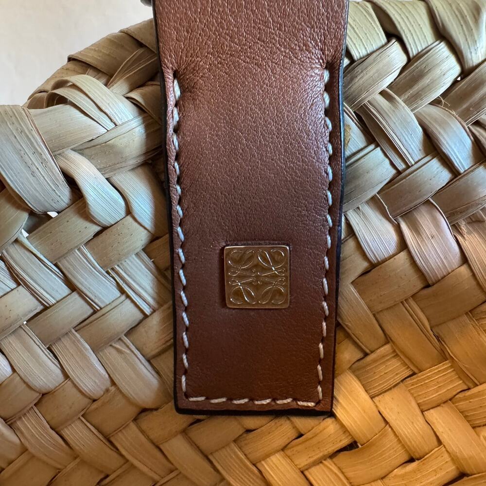 ❌SOLD❌ Loewe Anagram Basket Small Bag Natural Straw Tan Leather - Picture 4 of 11